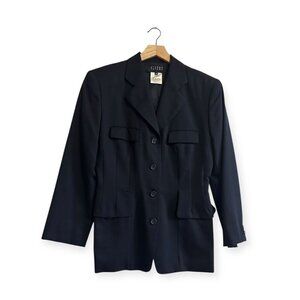 Vintage 90s Atsuro Tayama Blue Wool blazer Jacket, Size M